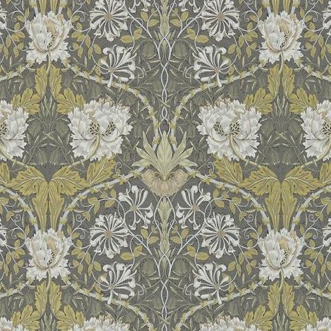 Morris & Co Wallpaper-Honeysuckle and Tulip 216465 Charcaol/Gold