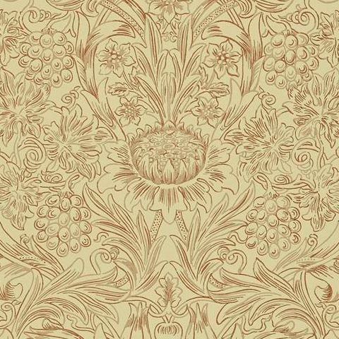 Morris & Co Wallpaper-Sunflower 210473 Church Red/Biscuit