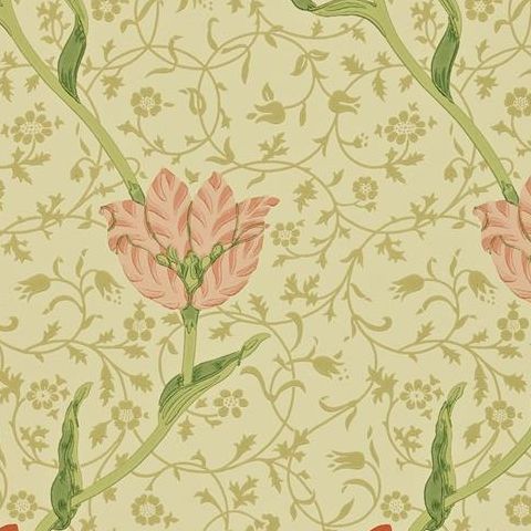 Morris & Co Wallpaper-Garden Tulip DMI1GU102 Vanilla/Russet