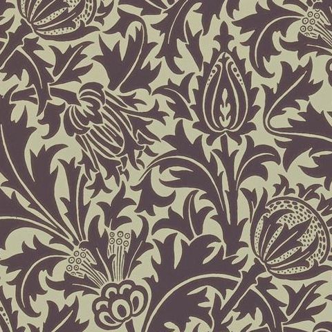 Morris & Co Wallpaper-Thistle DMOWTH101 Mulberry/Linen