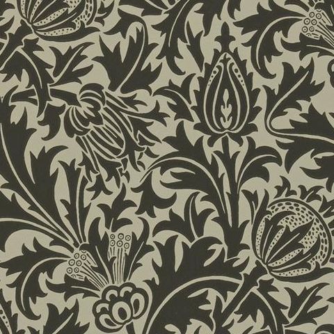 Morris & Co Wallpaper-Thistle DMOWTH103 Black/Linen