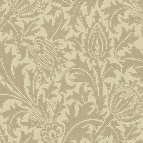 Morris & Co Wallpaper-Thistle DMOWTH104 Dove/Gold