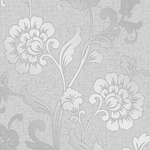Fine Decor Blown Vinyl Wallpaper Floral FD41966 Silver