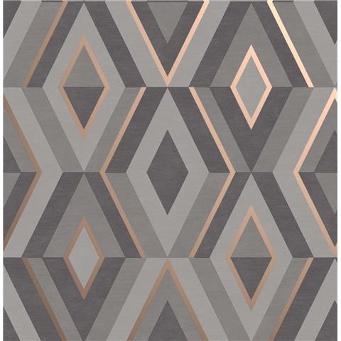 Fine Decor shard Geometric wallpaper FD42607 Charcoal/rose