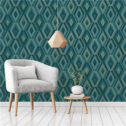 Fine Decor shard Geometric wallpaper FD42609 green/gold