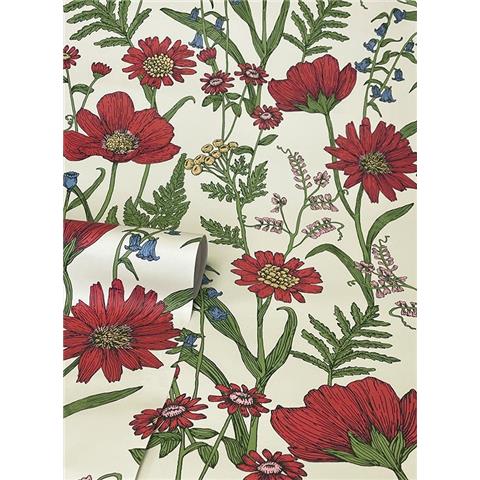 Fine Decor Wild Meadow Wallpaper FD43335 Red