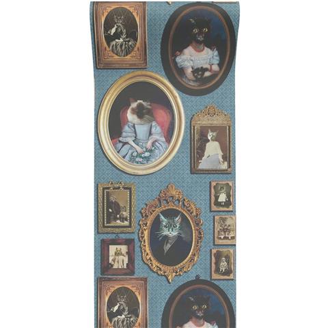 Graduate Collection Wallpaper A Cavalcade of Cats Blue