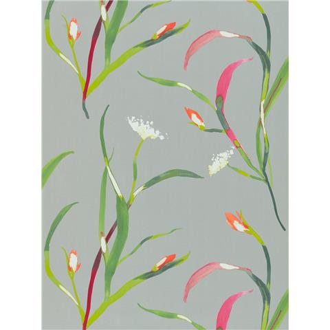 Harlequin Zapara Wallpaper- Saona 111759 Colourway Papaya/Silver