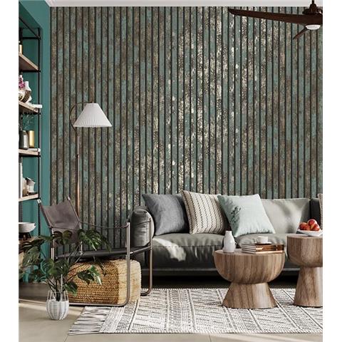 Crown Luxe Carbon Oxidize Slat Wallpaper M1750 Teal