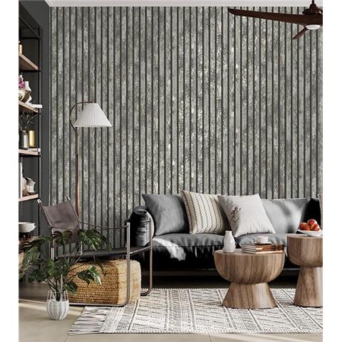 Crown Luxe Carbon Oxidize Slat Wallpaper M1751 Grey