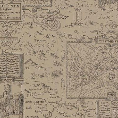 Thibaut Anniversary London Map Wallpaper T6011Linen