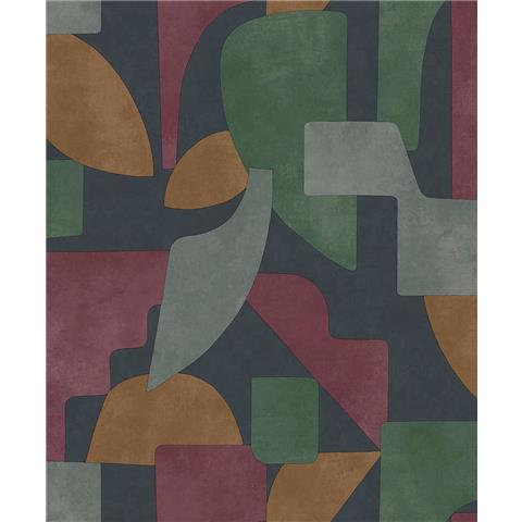 Holden Statement Arboretum Wallpaper Abstract angles 13740 Navy/Berry