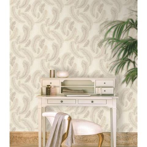 Grandeco Yasmine Feather Wallpaper RE2005 Taupe