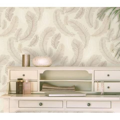 Grandeco Yasmine Feather Wallpaper RE2005 Taupe