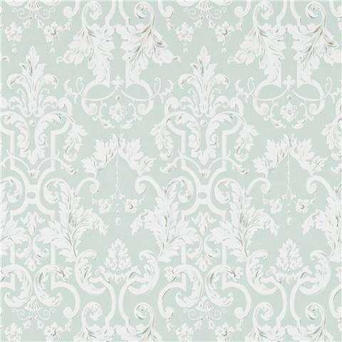 Zoffany Constantina Damask Wallpaper Marmorino 312033 Platinum Grey
