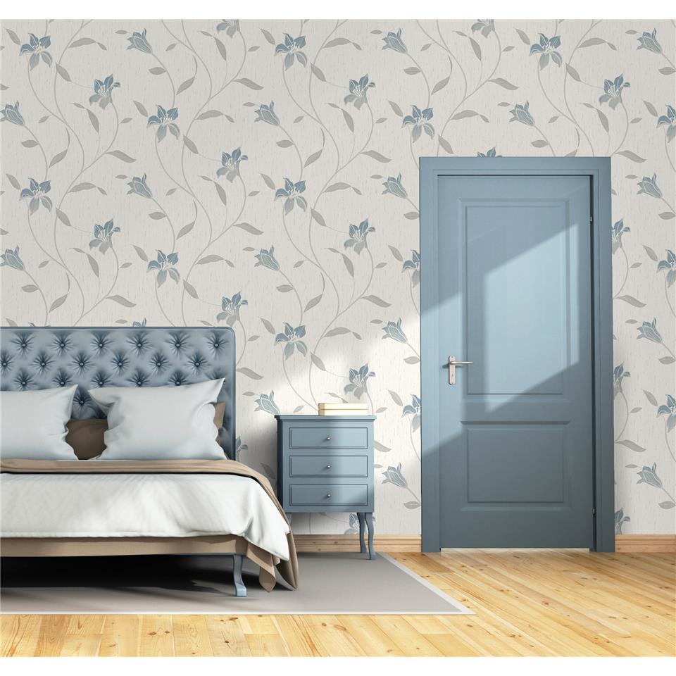 Holden Opus Loretta Trail Wallpaper 35950 Blue/Pale Grey