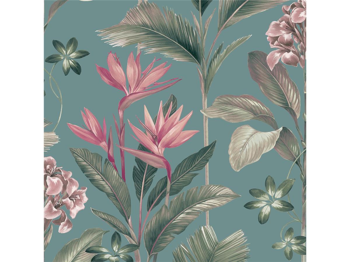 Belgravia Oliana floral wallpaper 8486 Soft Teal