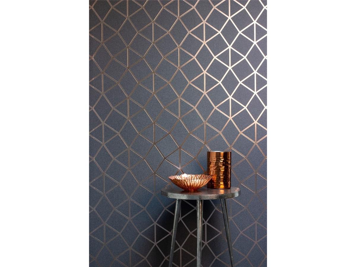Fine Decor Platinum Luxury Foil Geometric Wallpaper FD42490 Rose Gold