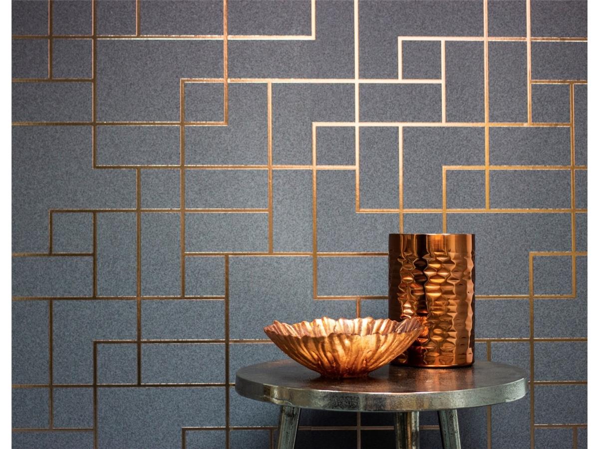 Fine Decor Platinum Luxury Foil Geometric Wallpaper FD42492 Rose Gold