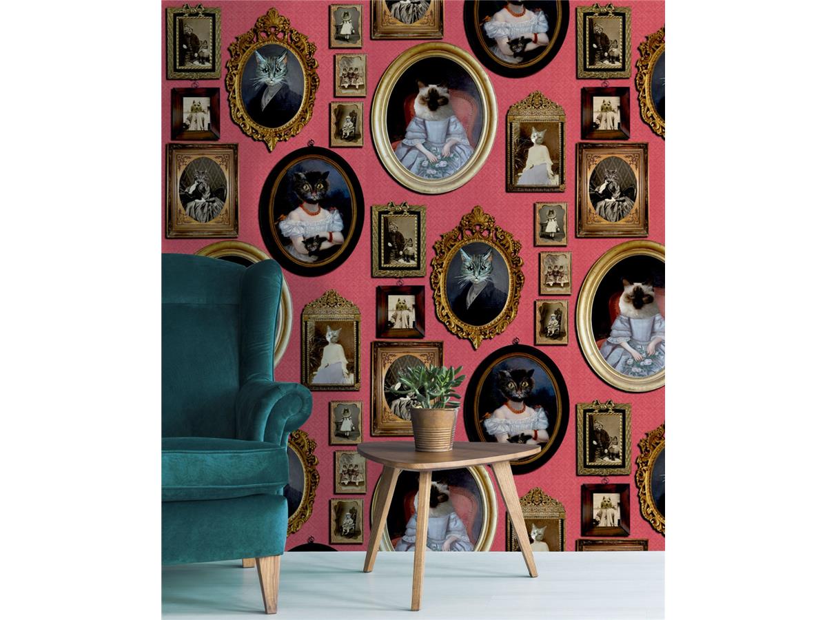 Graduate Collection Wallpaper A Cavalcade of Cats Red