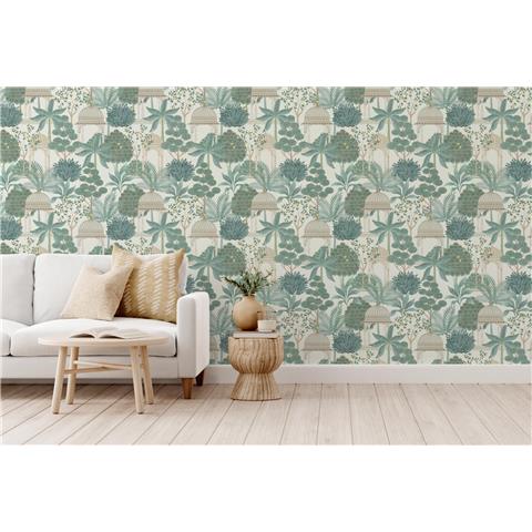 Esselle Home Wallpaper Exotic Pavillion100015EH Parchment/Green