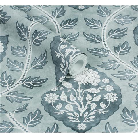 Esselle Home Wallpaper Floral Cartouche 100019EH Slate Blue
