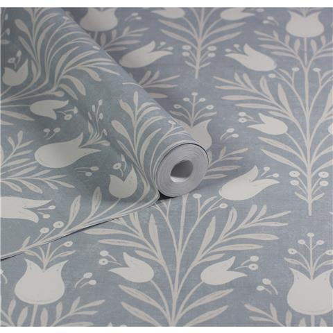 Esselle Home Wallpaper Heritage Tulip 100025EH Chalky Blue
