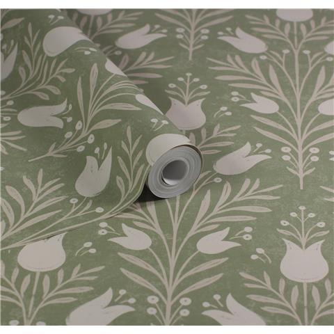 Esselle Home Wallpaper Heritage Tulip 100026EH Spring Green