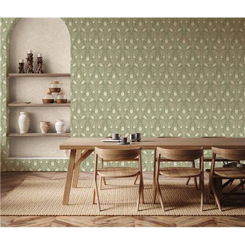 Esselle Home Wallpaper Heritage Tulip 100026EH Spring Green