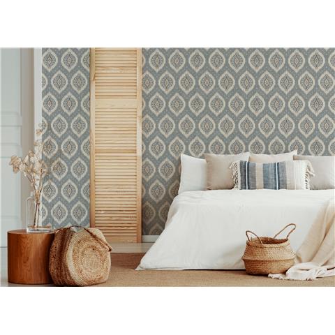 ESSELLE HOME WALLPAPER Odina Ikat 100038EH Soft Blue