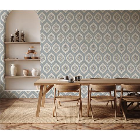 ESSELLE HOME WALLPAPER Odina Ikat 100038EH Soft Blue