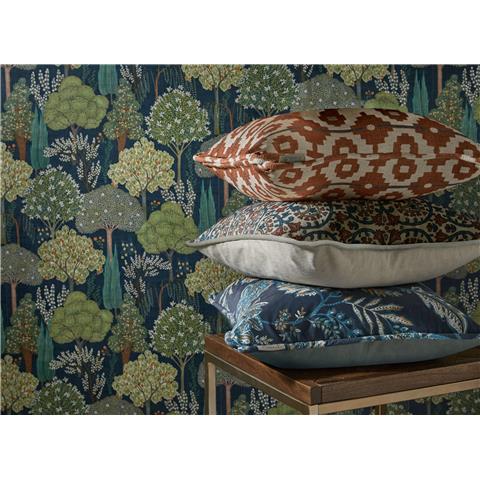 ESSELLE HOME WALLPAPER Persian Oasis 100039EH Navy/Green