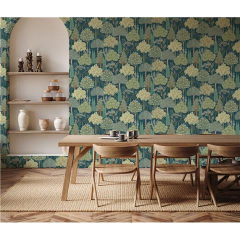 ESSELLE HOME WALLPAPER Persian Oasis 100039EH Navy/Green