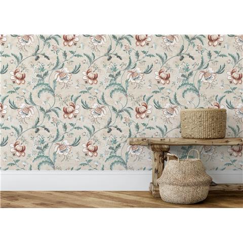 ESSELLE HOME WALLPAPER Tapestry Floral 100041EH Natural/Spice