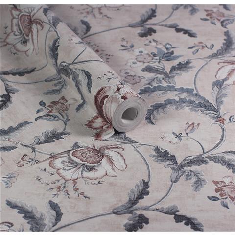 ESSELLE HOME WALLPAPER Tapestry Floral 100042EH Vermillion Blue