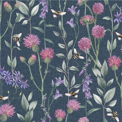 Arthouse Bumblebee Meadow Wallpaper 100362 Navy