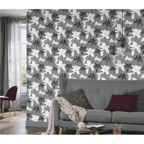 Erismann Luna Floral Wallpaper 10241-15 Black
