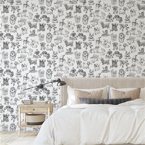 Pooches Wallpaper 102577 Black & White