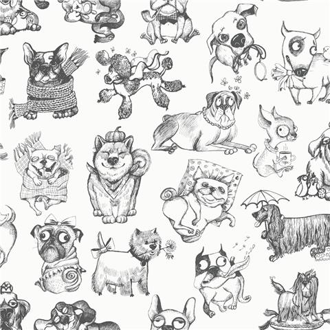 Pooches Wallpaper 102577 Black & White