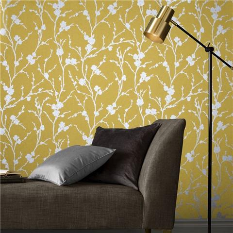 GRAHAM AND BROWN Silhouette WALLPAPER COLLECTION Meiying 103521 Saffron