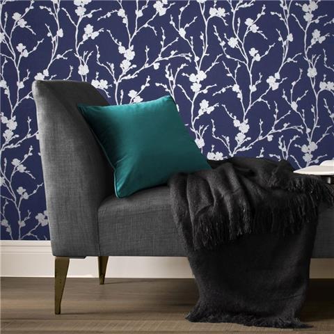 GRAHAM AND BROWN Silhouette WALLPAPER COLLECTION Meiying 103523 Cobalt