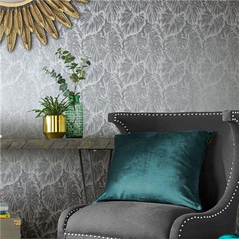 Graham and Brown Hybrid Wallpaper Collection Tropical 103769 Pewter