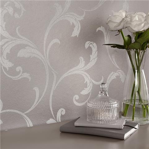 GRAHAM AND BROWN ESTABLISHED WALLPAPER COLLECTION Baroque Bead 103817 platinum