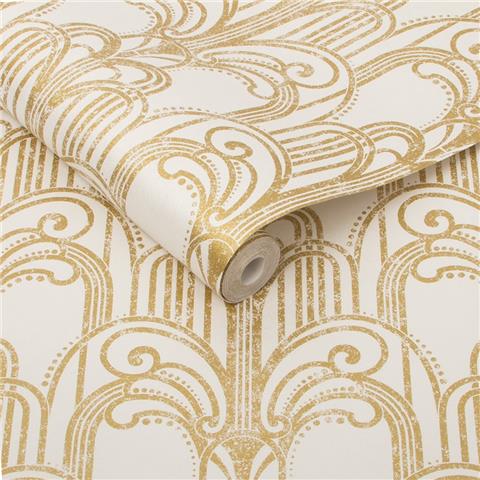 GRAHAM AND BROWN ESTABLISHED WALLPAPER COLLECTION Art Deco 104296 Gold/Pearl