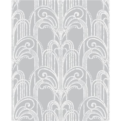 GRAHAM AND BROWN ESTABLISHED WALLPAPER COLLECTION Art Deco 104297 silver