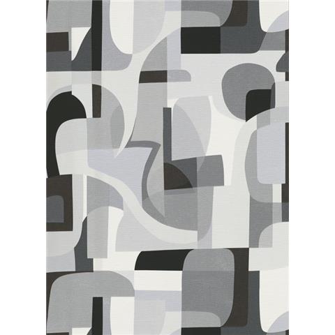 Erismann Gentle Retro Style Geo Wallpaper 10432-10 Grey/Black