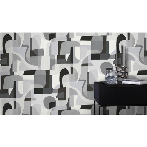 Erismann Gentle Retro Style Abstract Wallpaper 10432-10 Grey/Black/Silver