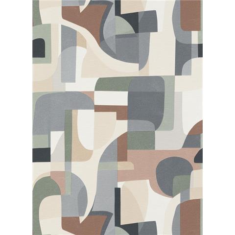 Erismann Gentle Retro Style Abstract Wallpaper 10432-11 Brown/Cream/Sage