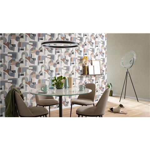 Erismann Gentle Retro Style Abstract Wallpaper 10432-11 Brown/Cream/Sage