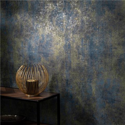 Elle 4 Wallpaper Metallic Concrete Plain 10438-08 Blue